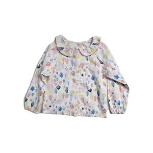 Aimama Girls  Blouse Top Long-Sleeve 8-9 Sea Floral NWT